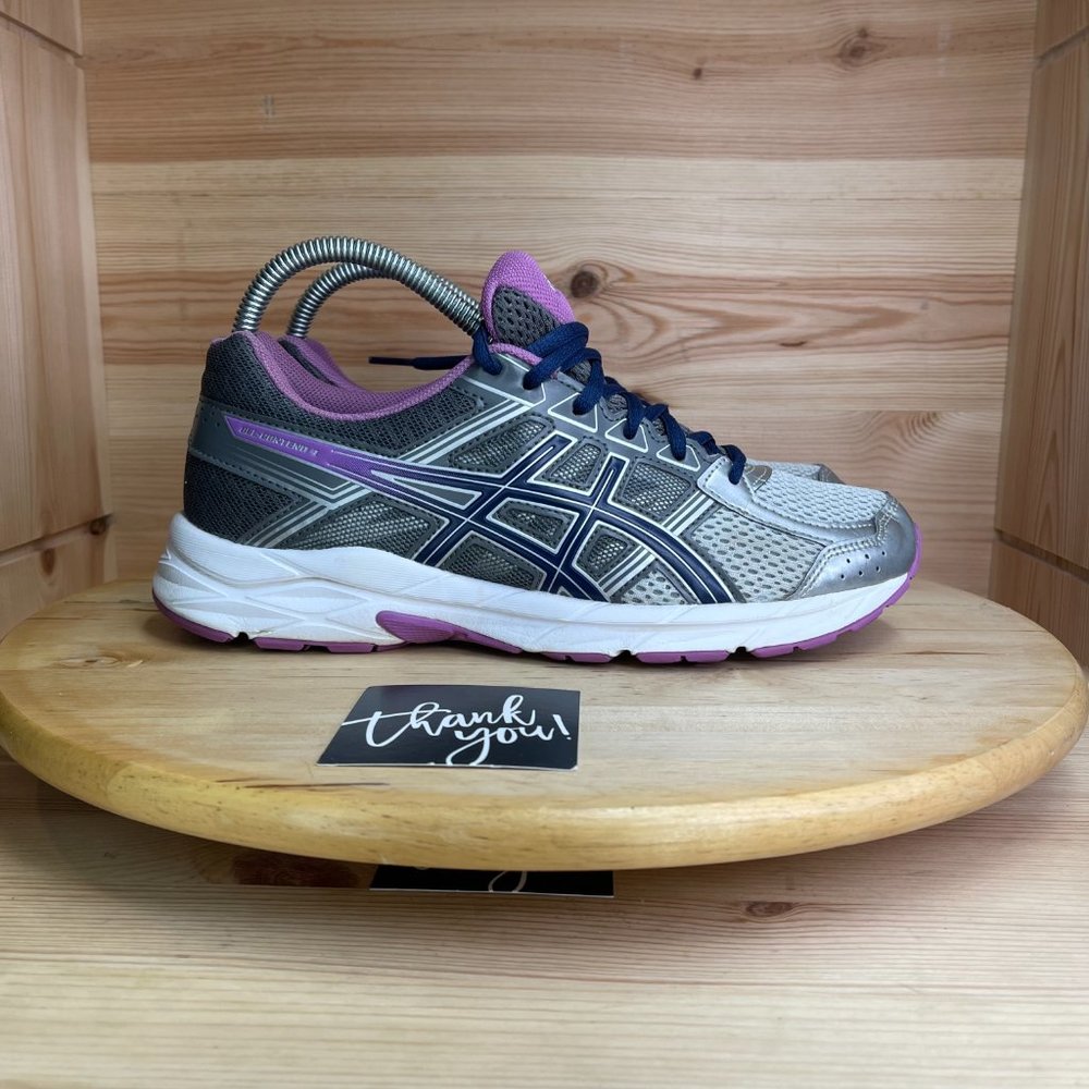 WMs Asics Gel Contend 4 F821016 FV Gray Purple Lace Up Athletic Shoes US 7.5